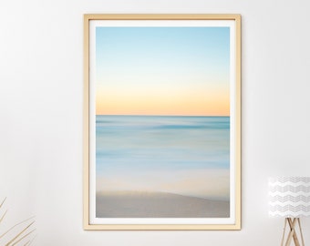 Abstract Beach Print, Abstract Ocean Art, Minimalist print, Calming Ocean Print, Blue Beach Photography, Canvas Print, Carolina beach Art