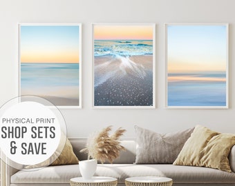 Abstract Minimalist Print, Set of 3 Prints, Pastel Beach Print, Calming Abstract Art Print, Modern Coastal Decor, Ocean Print