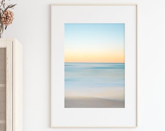 beach photo, sunset beach photo, abstract wall art, wall art print, beach wall art, pastel ocean photo