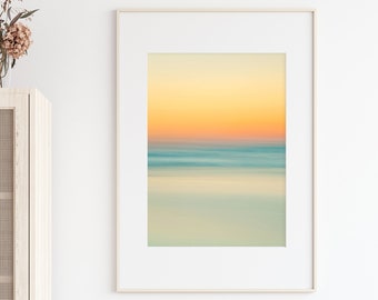 Abstract Beach Print, Minimalist Abstract Art Print, Sunrise Beach Photography, Calming Pastel Art, Modern Tropical Print, Coastal Decor