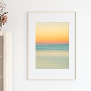 Abstract Beach Print, Minimalist Abstract Art Print, Sunrise Beach Photography, Calming Pastel Art, Modern Tropical Print, Coastal Decor image 1