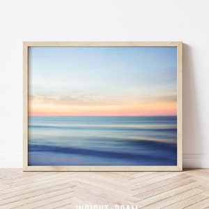 Minimal Blue Beach Print, Abstract beach photography, Calming Blue Wall Art, Coastal Living Room Decor, Tropical Dorm Wall Art, Surf Print image 1