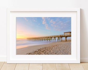 Sunset Beach Photography, Wrightsville Beach Print, Calming Ocean Print, Poster Beach Print, Framed Surf Print, Coastal Beach House Decor
