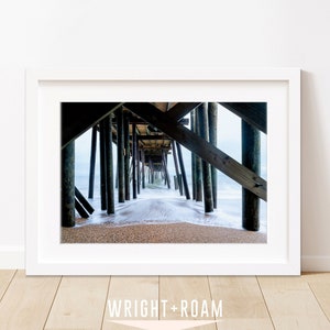 Outer Banks Beach Print, Blue Wall Art, OBX Beach Photograph, Pier Print, Surf Print, Ocean Print, large framed wall art, Beach House decor