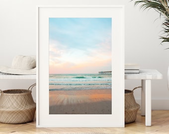 Colorful Beach Print, Pastel Beach Photograph, Tropical Ocean Print, Boho Coastal Decor, Large Wall Art, Surf Print, North Carolina Art