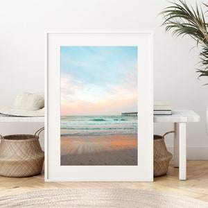 Colorful Beach Print, Pastel Beach Photograph, Tropical Ocean Print, Boho Coastal Decor, Large Wall Art, Surf Print, North Carolina Art