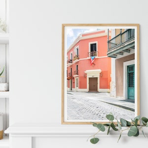 Colorful Architecture Print, Puerto Rico Travel Poster, Contemporary Modern Print, Colorful Travel Photography, Large Living room decor