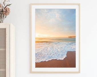 Sunset Beach Print, Calming Wall art, Pastel Beach Photography, Pastel Ocean, Large Beach Art, Tropical Prints, Coastal Beach House Decor