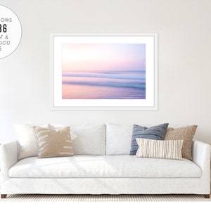 Sunset Beach Print, Pastel Beach Photography, Pastel Pink Wall Art, Calming Ocean Print, Boho Coastal Decor, Large Wall Art, Tropical Print image 8