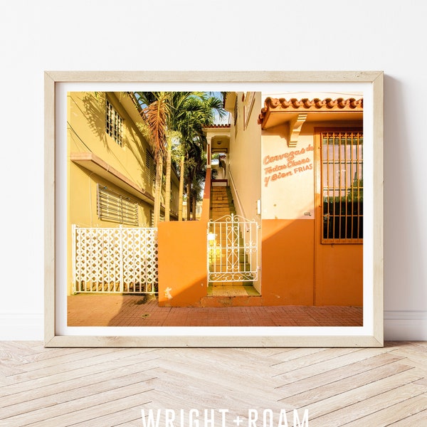 Colorful Architecture Print, Puerto Rico Travel Poster, Tropical Print, Modern Print, Yellow Wall Art, Urban Landscape, Travel Photography