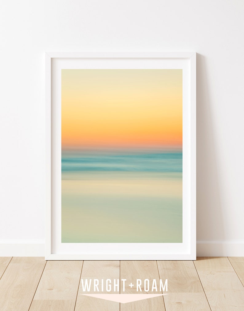 Abstract Beach Print, Minimalist Abstract Art Print, Sunrise Beach Photography, Calming Pastel Art, Modern Tropical Print, Coastal Decor image 2