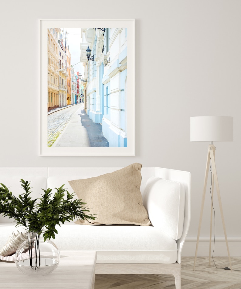 Pastel Architecture Print, Puerto Rico Travel Poster, Colorful Large Art, Modern Living Room Decor, Large Wall Art, Canvas Print image 4