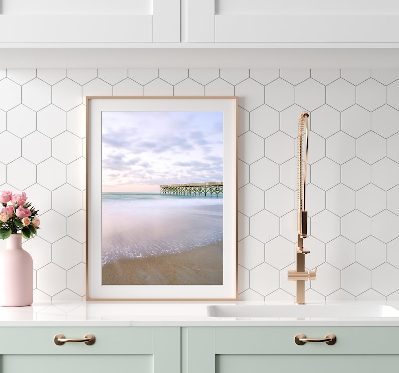 Pastel Beach Print Pastel Purple Wall Art Wrightsville Beach Etsy