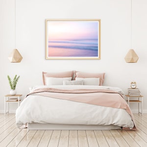 Sunset Beach Print, Pastel Beach Photography, Pastel Pink Wall Art, Calming Ocean Print, Boho Coastal Decor, Large Wall Art, Tropical Print image 5