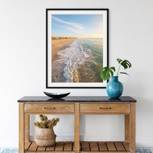 Sunset Beach Print, Aerial Ocean Photography, Wrightsville Beach Photography, Large Poster Ocean Art, Tropical Surf Print, Coastal Decor image 3