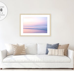 Sunset Beach Print, Pastel Beach Photography, Pastel Pink Wall Art, Calming Ocean Print, Boho Coastal Decor, Large Wall Art, Tropical Print image 7