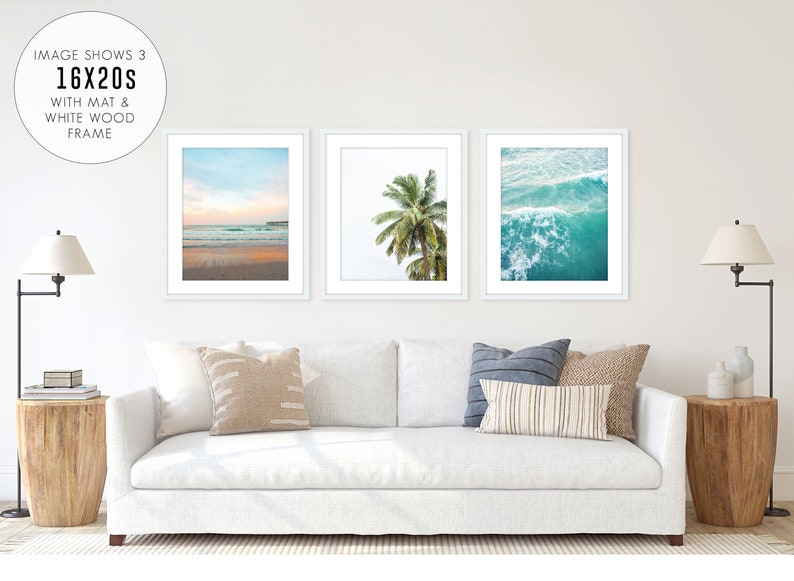 Set of 6 Beach Prints, Colorful Beach Photography, Sunset Tropical Print, Dorm Art, Set of beach prints, surf print, Coastal wall art image 4