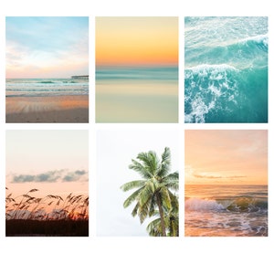 Set of 6 Beach Prints, Colorful Beach Photography, Sunset Tropical Print, Dorm Art, Set of beach prints, surf print, Coastal wall art image 2