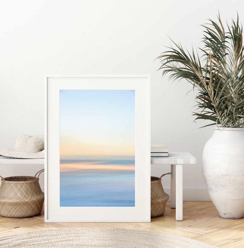 Minimalist Abstract Art Print, Pastel Beach Photography, Calming beach print, Modern Living Room Decor, Coastal Decor image 1