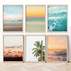 Set of 6 Beach Prints, Colorful Beach Photography, Sunset Tropical Print, Dorm Art, Set of beach prints, surf print, Coastal wall art image 3