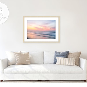 Sunset Beach Print, Calming Beach Photography, Pastel Ocean Print, Coastal Living Room Decor, Large Wall Art, Surf Print, Tropical Print image 8