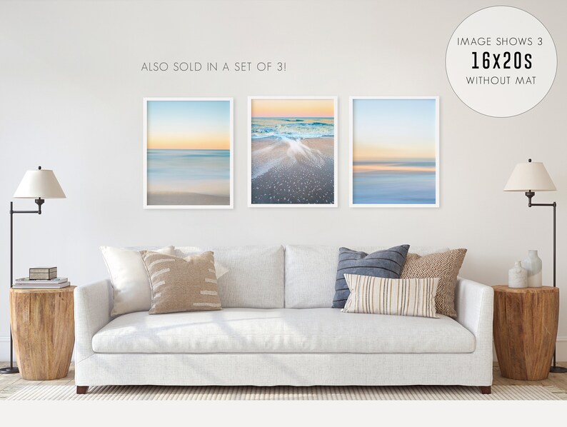 Minimalist Abstract Art Print, Pastel Beach Photography, Calming beach print, Modern Living Room Decor, Coastal Decor image 5