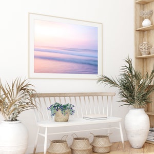 Sunset Beach Print, Pastel Beach Photography, Pastel Pink Wall Art, Calming Ocean Print, Boho Coastal Decor, Large Wall Art, Tropical Print image 4