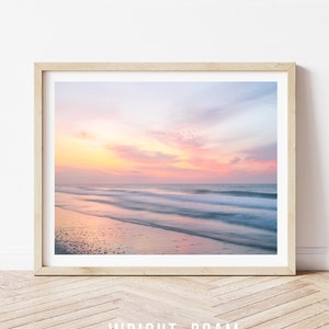 Sunset Beach Print, Calming Beach Photography, Pastel Ocean Print, Coastal Living Room Decor, Large Wall Art, Surf Print, Tropical Print image 6