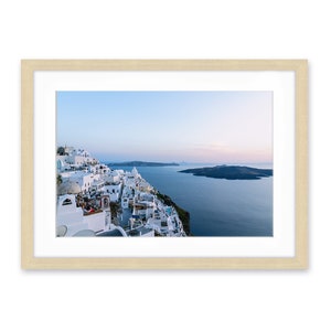 Sunset Caldera Greece Print, Fira Santorini Landsape, Blue Wall Art, Coastal Travel Photography, Mediterranean Art, Sunset Greek art image 8