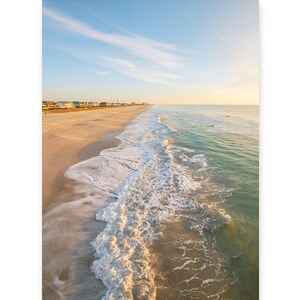 Sunset Beach Print, Aerial Ocean Photography, Wrightsville Beach Photography, Large Poster Ocean Art, Tropical Surf Print, Coastal Decor image 4