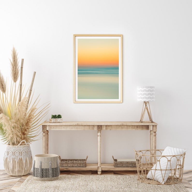 Abstract Beach Print, Minimalist Abstract Art Print, Sunrise Beach Photography, Calming Pastel Art, Modern Tropical Print, Coastal Decor image 3