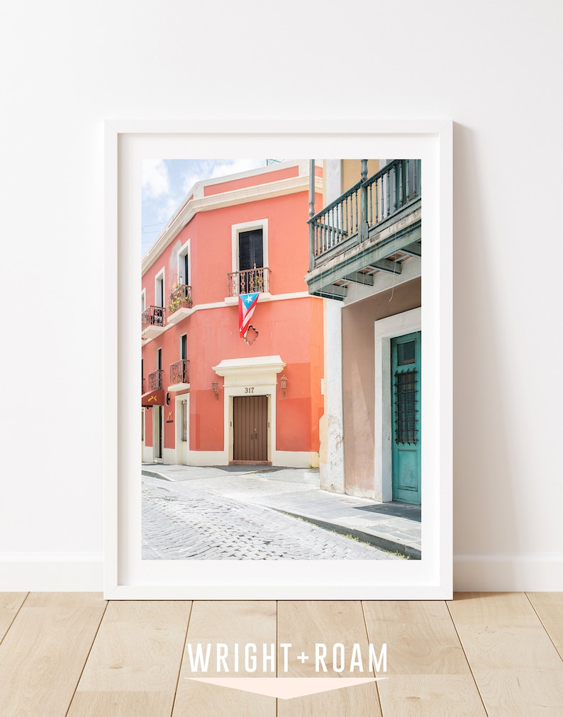Colorful Architecture Print, Puerto Rico Travel Poster, Contemporary Modern Print, Colorful Travel Photography, Large Living room decor image 2