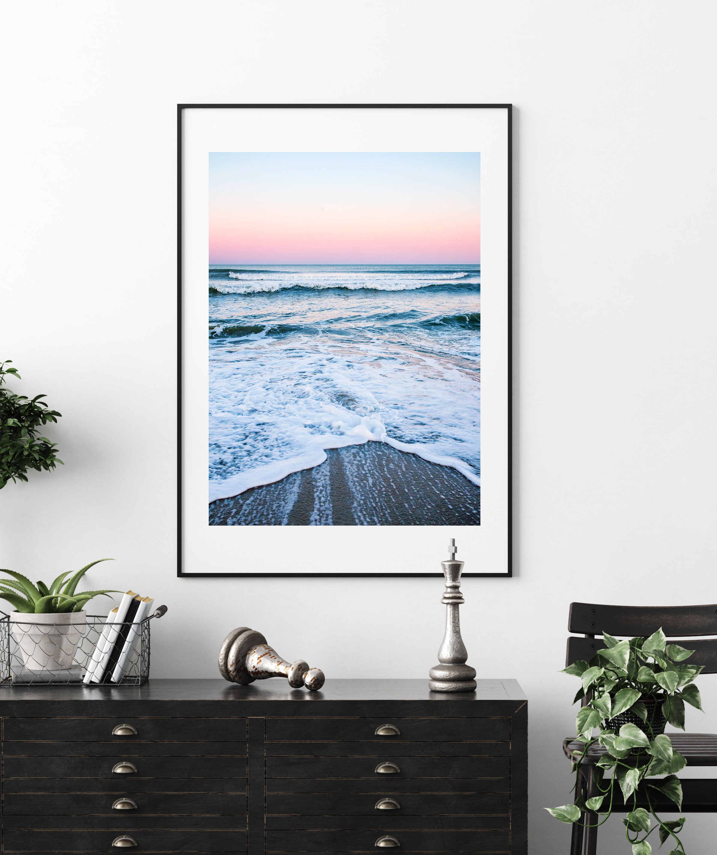 Colorful Beach Wall Art Sunset Ocean Print Blue Wall Art | Etsy