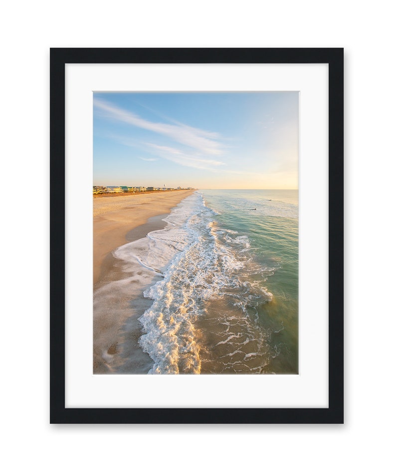 Sunset Beach Print, Aerial Ocean Photography, Wrightsville Beach Photography, Large Poster Ocean Art, Tropical Surf Print, Coastal Decor image 5