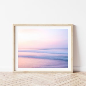 Sunset Beach Print, Pastel Beach Photography, Pastel Pink Wall Art, Calming Ocean Print, Boho Coastal Decor, Large Wall Art, Tropical Print image 6