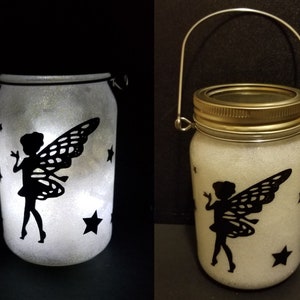 Hand-made Fairy night light, Glittered mason jar light