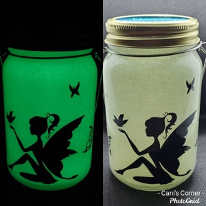 Glow in the Dark Fairy Light, Glittered mason jar light