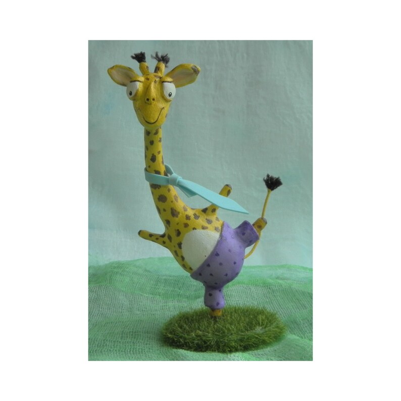 Yellow Giraffe Statue Decorative Figurine For Living Room Etsy
