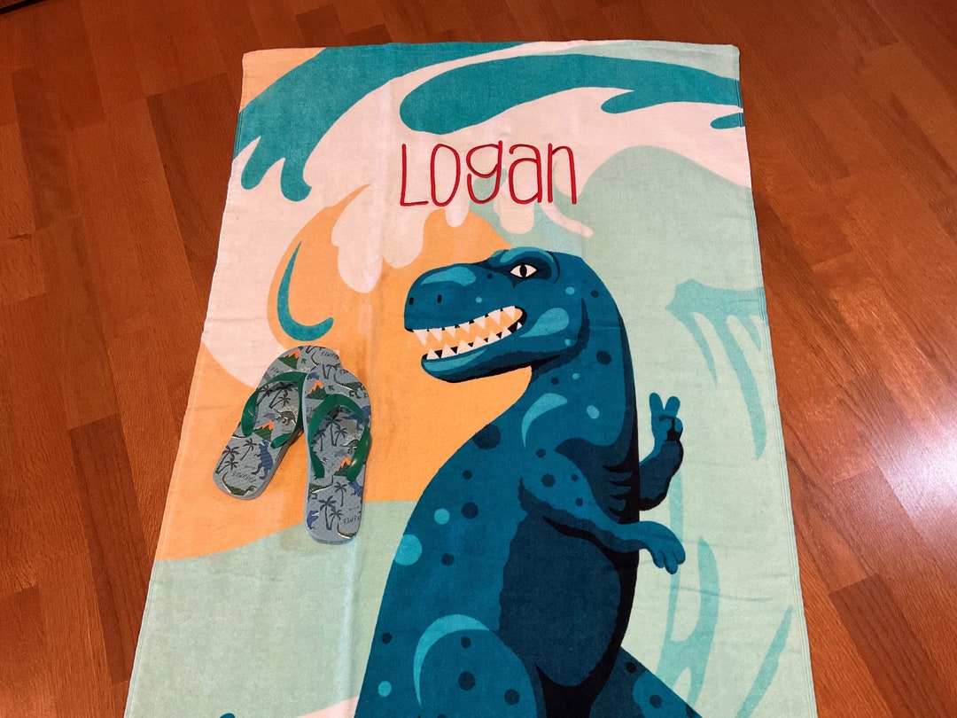 Official Dinosaur Colour Beach Towel – T-Rex Design, 140cm X 70cm, 100% Cotton Velour - View #2