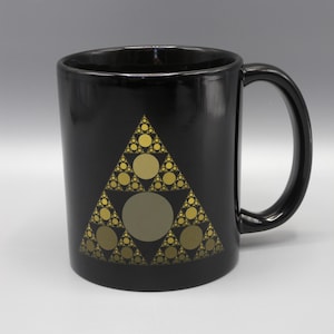 Golden Sierpinski Triangular Fractal Coffee Mug - One of a Kind Design - 11 Oz