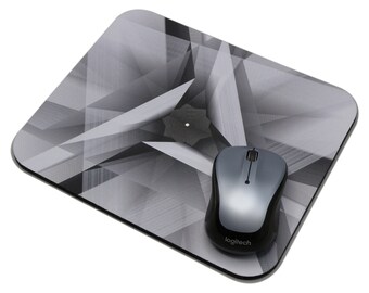 Unique Customized Mouse Pad -  Fractal Based Design in Shades of Grey - 3D Web