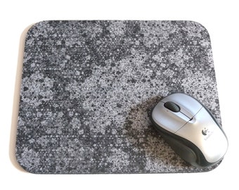 Unique Customized Mouse Pad -  Intricate Fractal Based Design - Granite-like in Shades of Grey