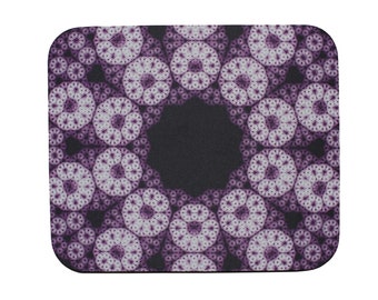 Fractal Snowflake Mouse Pad: Pink and Purple Design