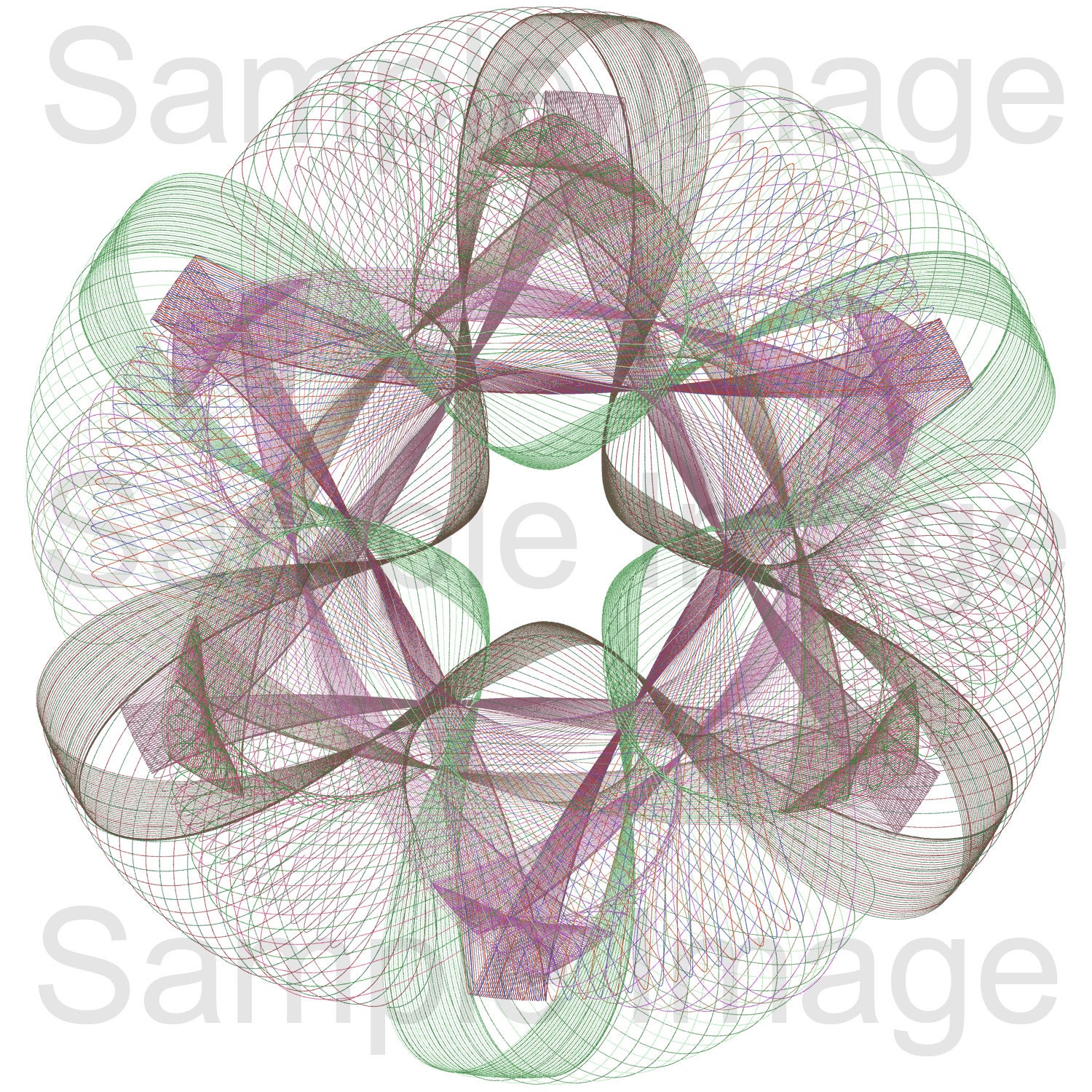 Exploding Ribbon Fractal Ribbon Fractal Design: Colorful Web Pattern (two PNG Digital Downloads ...