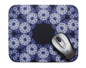Unique Customized Mouse Pad -  Intricate Fractal Based Design - Snowflake in Shades of Blue