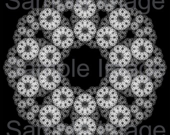 Snowflake Fractal Design: White Shades, Ready to Print (PNG, JPG Digital Download)