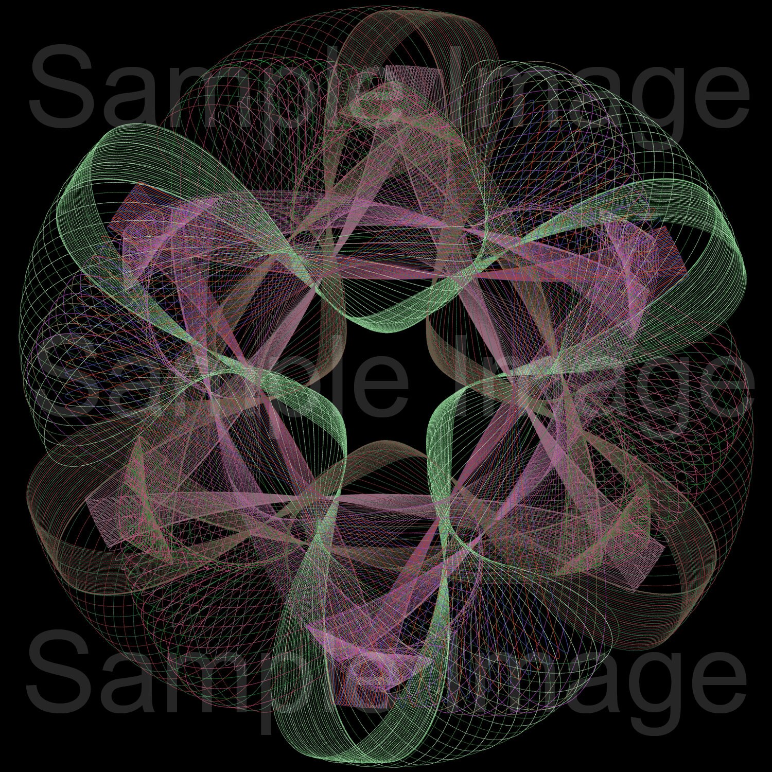 Exploding Ribbon Fractal Ribbon Fractal Design: Colorful Web Pattern (two PNG Digital Downloads ...