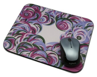 Colorful Fractal Mouse Pad: Pink, Purple, Green Circles
