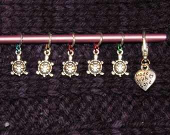 Turtle Charm Stitch Markers and Progress Keeper for knitting