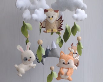 Baby Mobile Woodland - Woodland Nursery Decor - Forest Mobile - Baby Mobile Boy - Baby Mobile Girl - Hanging Mobile - Forest Nursery Decor